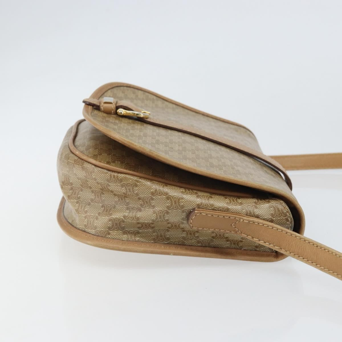 Celine Vintage Macadam Shoulder Bag Canvas Beige Canvas Shoulder Bag Bag