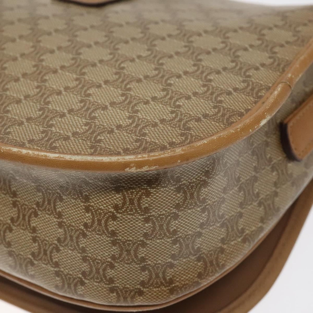 Celine Vintage Macadam Shoulder Bag Canvas And Leather Beige Canvas Shoulder Bag Bag