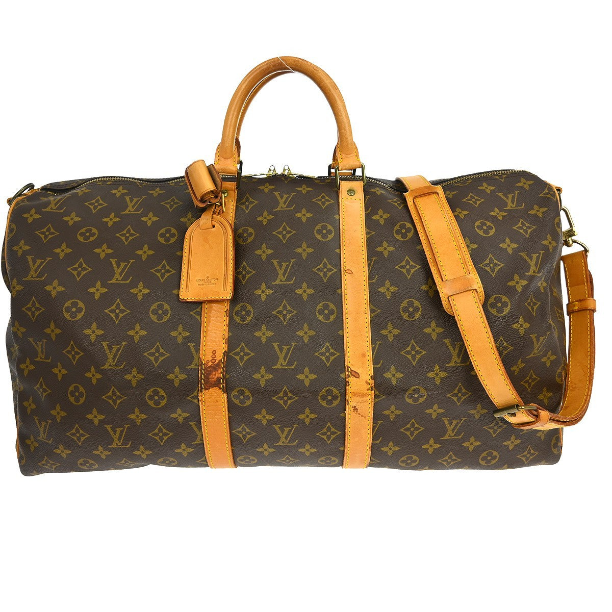 Louis Vuitton Keepall Bandouliere Bag Monogram Canvas Brown Canvas Travel Bag