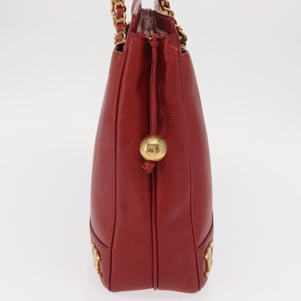 Chanel Vintage Metal Cc Shoulder Bag Caviar Red Leather Shoulder Bag Bag