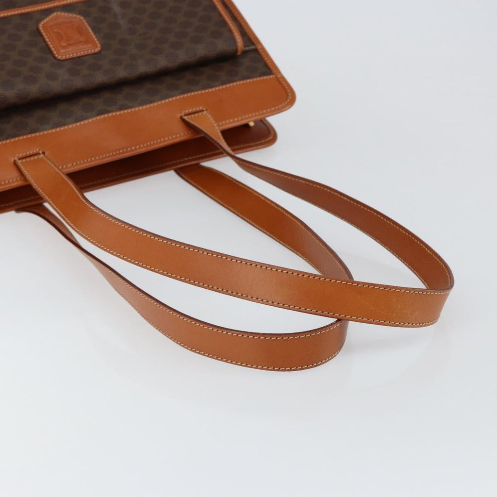 Celine Vintage Macadam Tote Bag Canvas And Leather Brown Canvas Tote Bag Bag