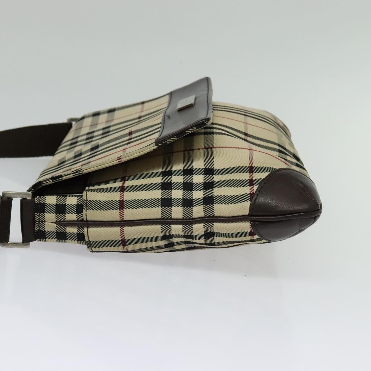 Burberry Vintage Flap Crossbody Bag Haymarket Canvas Beige Nylon Shoulder Bag