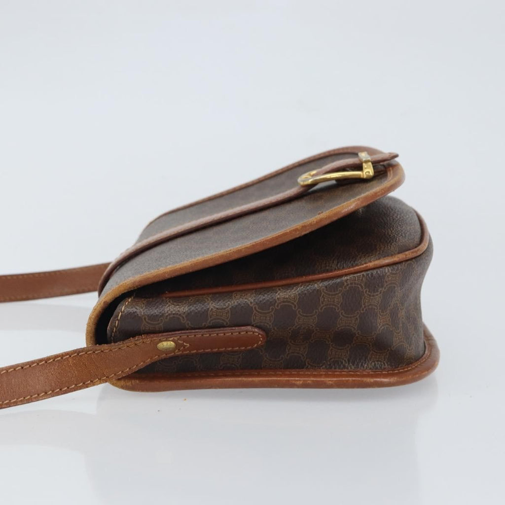 Celine Vintage Macadam Shoulder Bag Canvas And Leather Brown Canvas Shoulder Bag Bag