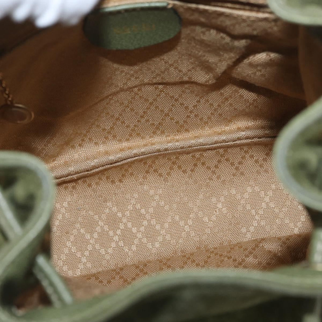 Gucci Gucci Bamboo Backpack Daim Khaki Leather Backpack Bag (Pre-Owned)