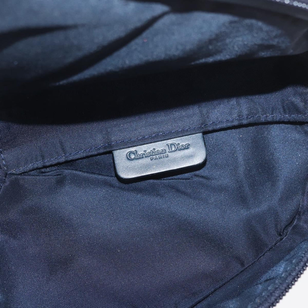 Christian Dior Vintage Saddle Coin Purse Diorissimo Canvas Navy Canvas Clutche & Pouche Bag (Pre-Owned)