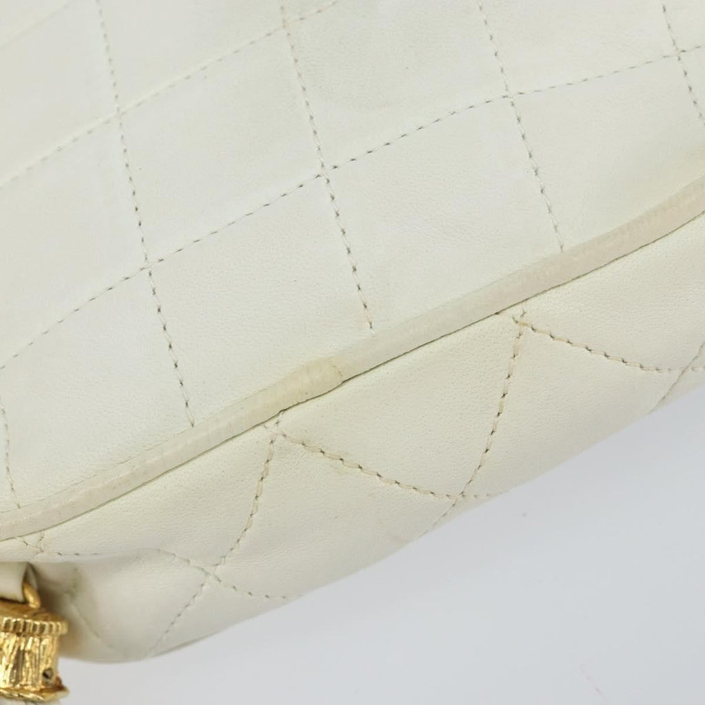 Chanel Vintage Diamond Tassel Crossbody Quilted Lambskin White Leather Clutche & Pouche Bag