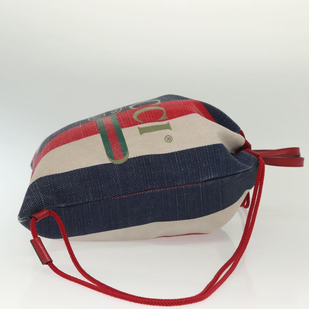 Gucci Logo Drawstring Backpack Striped Canvas Multicolour Canvas Backpack Bag (Pre-Owned)