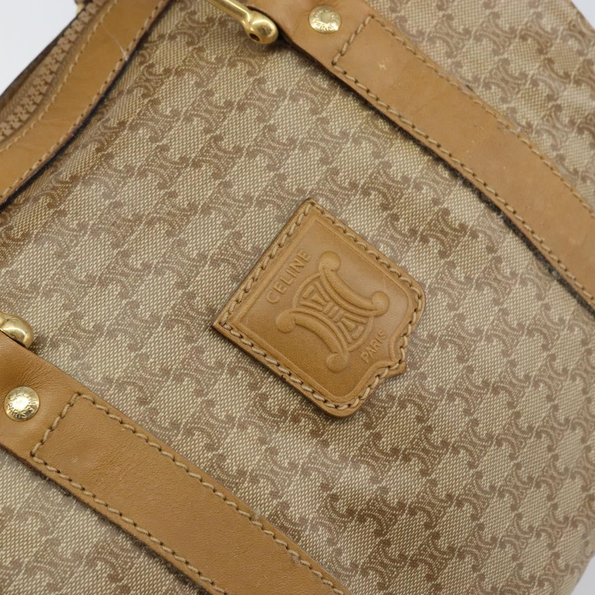Celine Vintage Macadam Handbag Canvas And Leather Beige Canvas Handbag