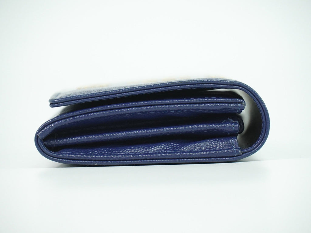 Chanel Deauville Flap Wallet Caviar Navy Leather Wallets Accessory