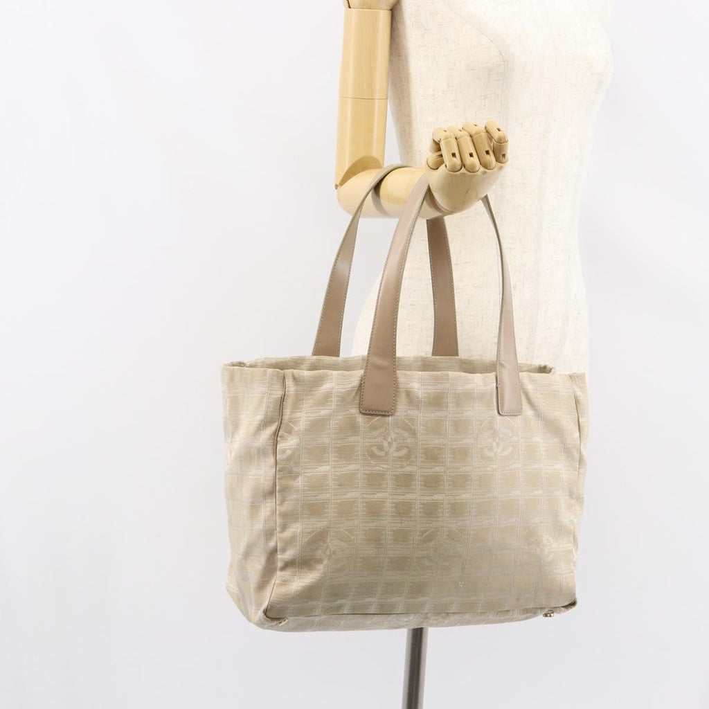 Chanel Travel Line Tote Nylon Beige Nylon Tote Bag Bag