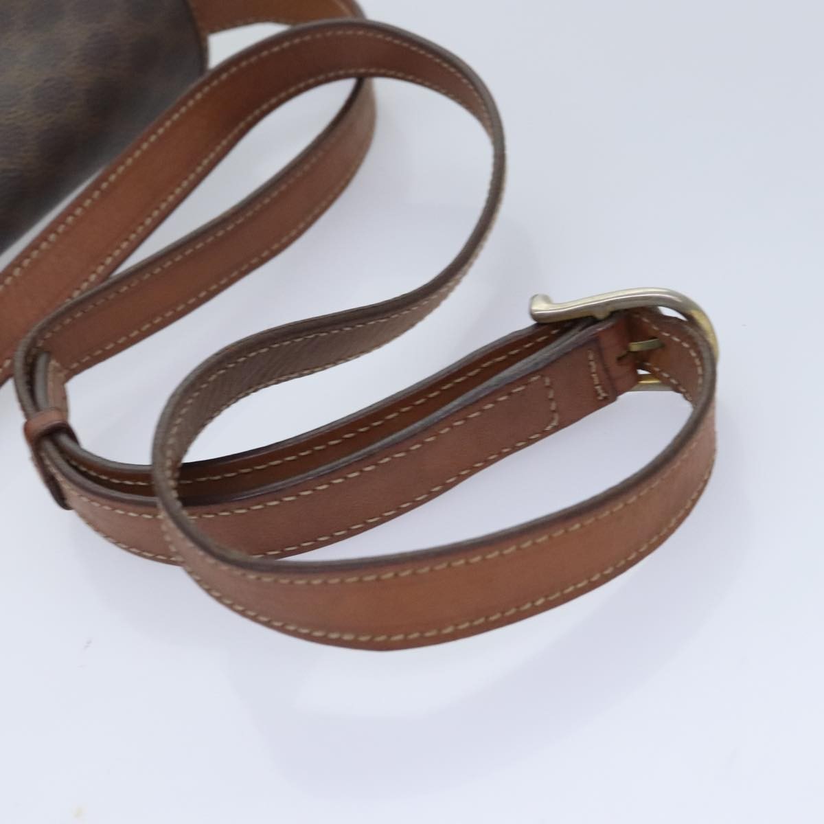 Celine Vintage Macadam Circle Logo Shoulder Bag Canvas And Leather Brown Canvas Shoulder Bag Bag