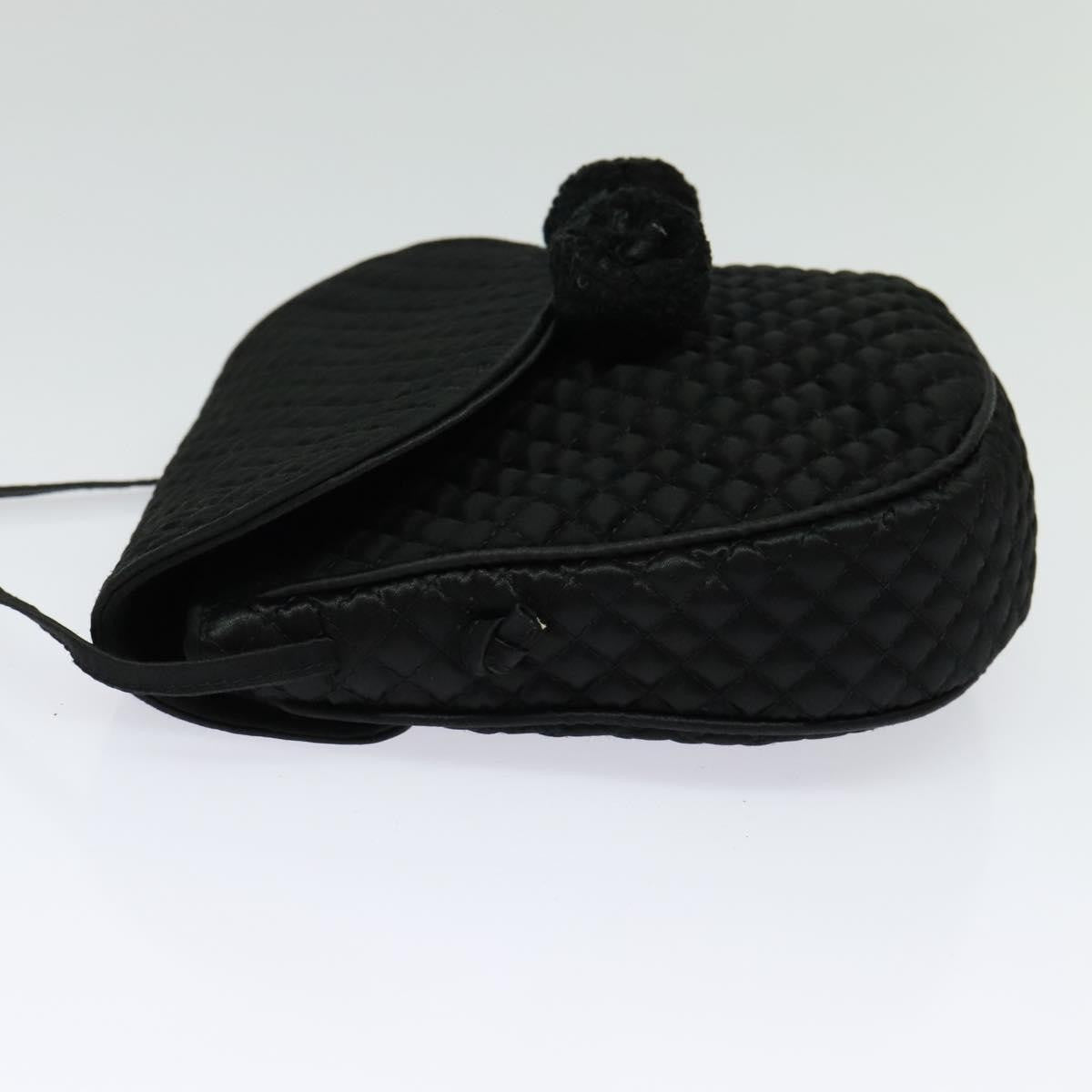 Bottega Veneta Intrecciato Clutch Bag Calfskin Black Satin Shoulder Bag Bag