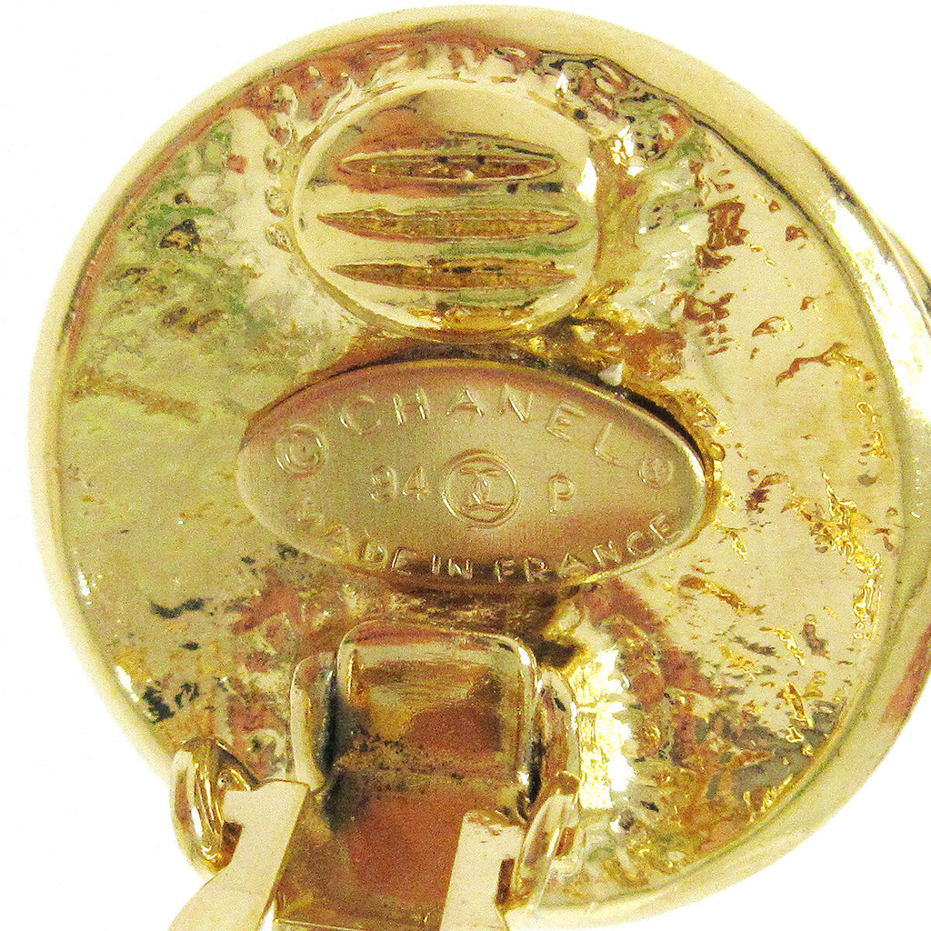 Chanel Vintage Round Cc Clip-On Earrings Metal Gold Gold_Plated Earrings Jewelry