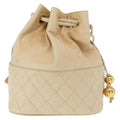 Chanel Gabrielle Drawstring Bag Quilted Calfskin Beige Leather Shoulder Bag Bag