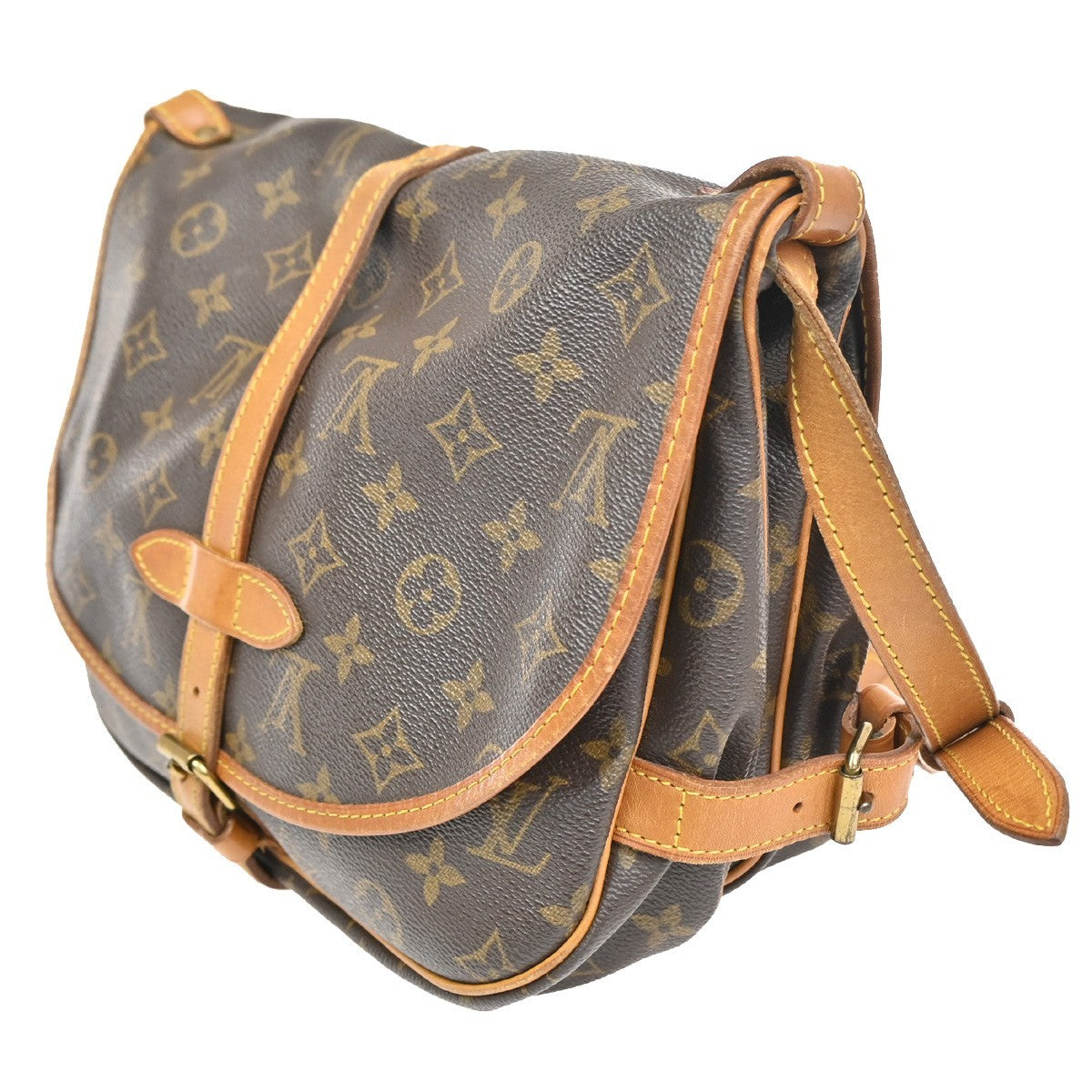 Louis Vuitton Saumur Handbag Monogram Canvas Brown Canvas Shoulder Bag