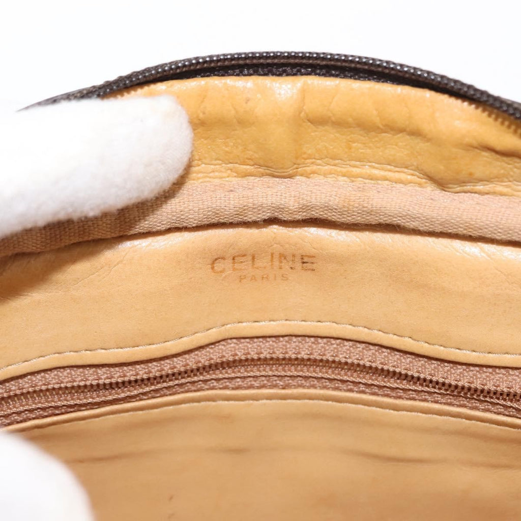 Celine Macadam Shoulder Bag Pvc Leather Brown Canvas Bag