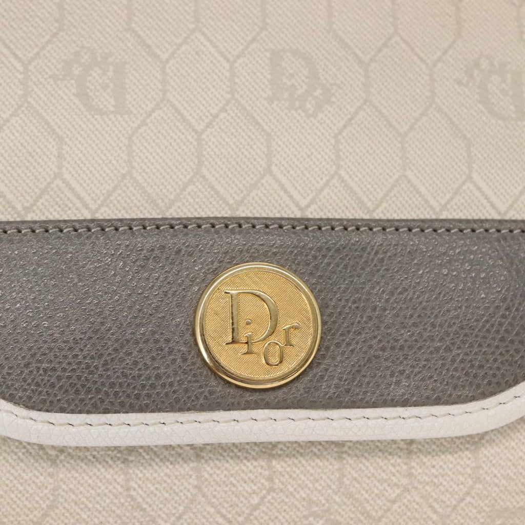 Christian Dior Vintage Honeycomb Clutch Canvas White Canvas Clutche & Pouche Bag (Pre-Owned)