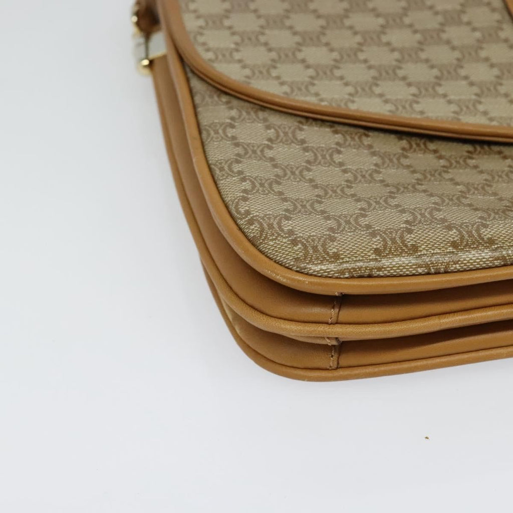 Celine Macadam Shoulder Bag Pvc Leather Beige Canvas Bag