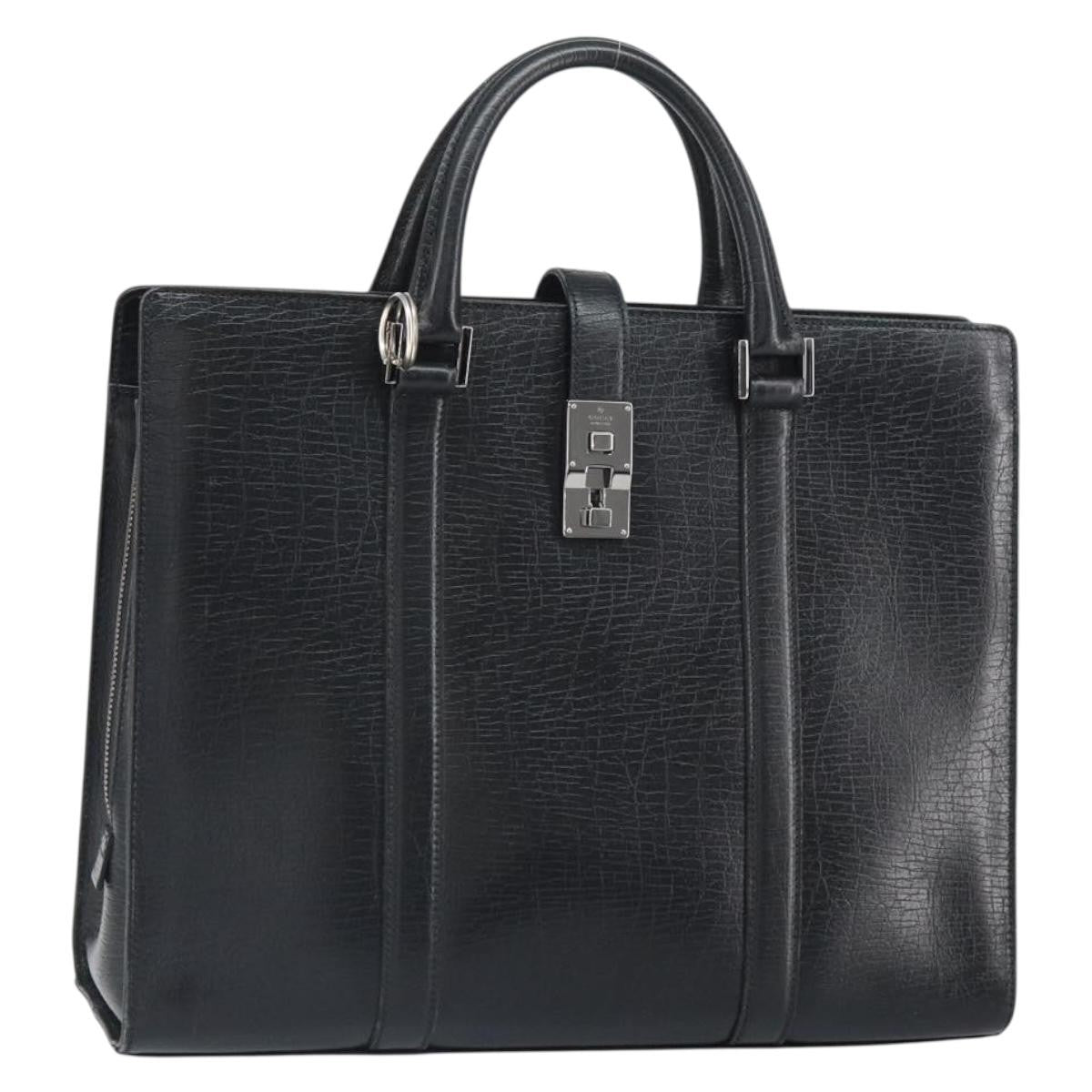 Gucci Vintage Handbag Leather Black Leather Handbag (Pre-Owned)