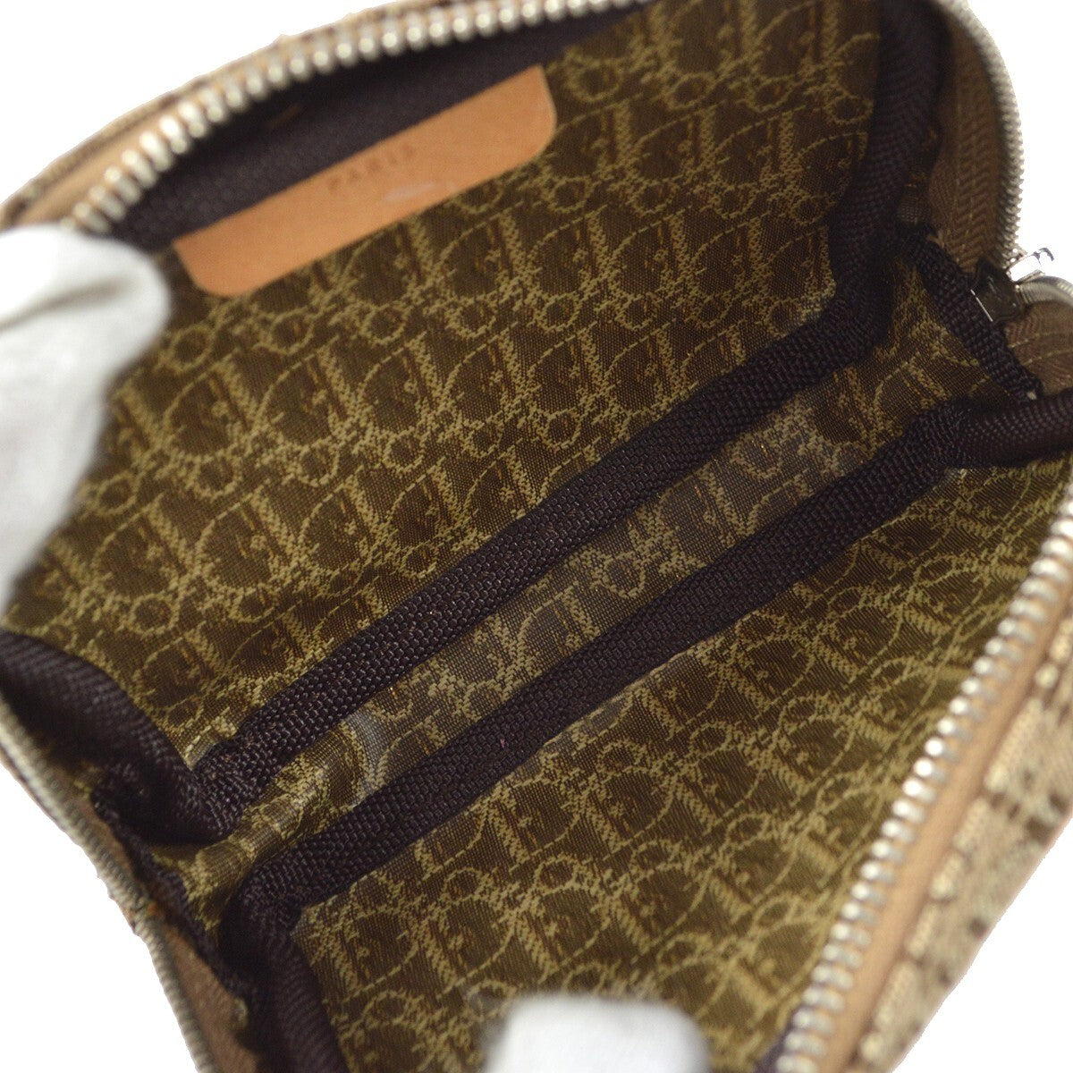 Christian Dior Vintage Trotter Pouch Canvas Beige Canvas Clutche & Pouche Bag (Pre-Owned)