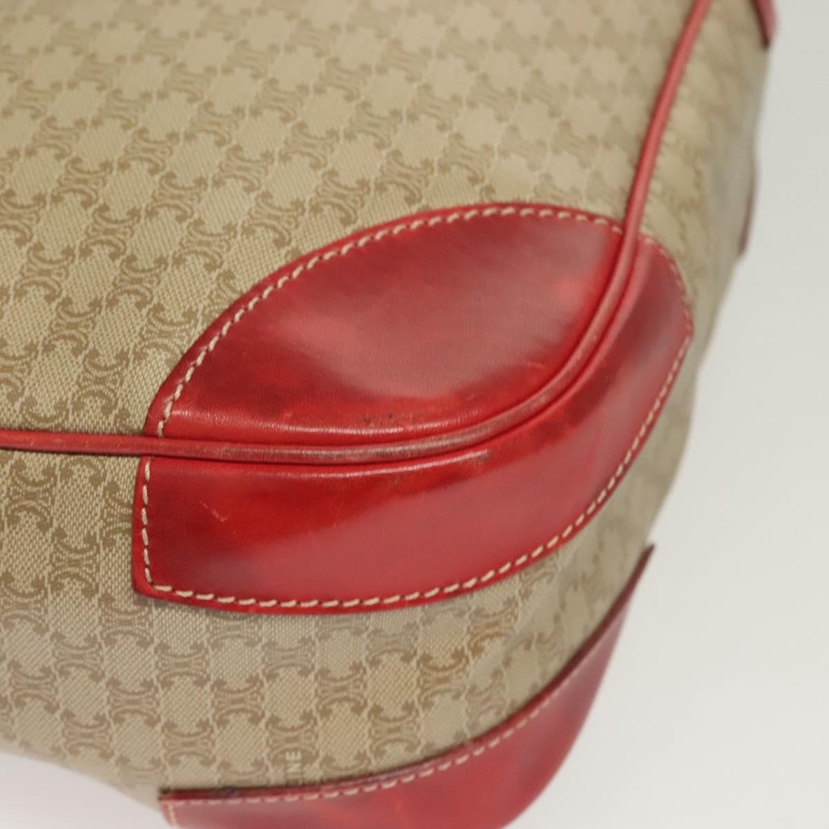 Celine Vintage Macadam Shoulder Bag Canvas And Leather Beige Canvas Bag