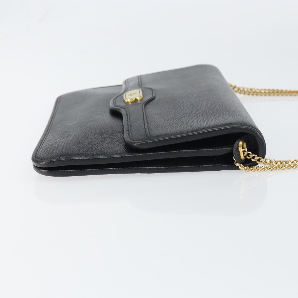 Christian Dior Vintage Cd Chain Flap Shoulder Bag Leather Black Leather Shoulder Bag Bag (Pre-Owned)