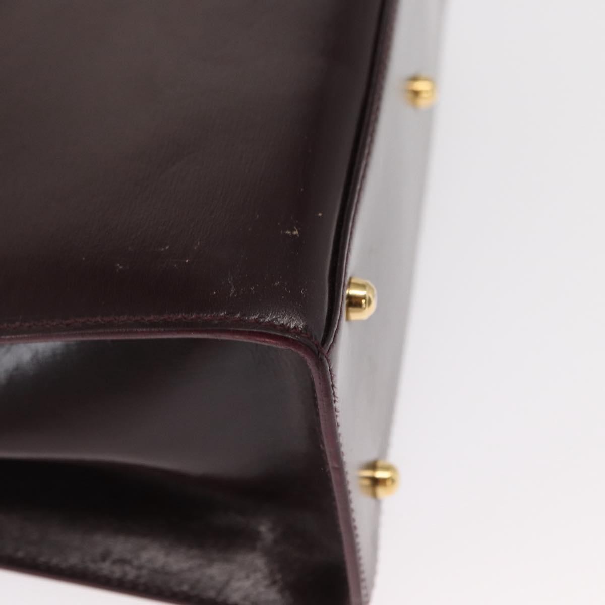 Gucci Vintage Lady Lock Top Handle Bag Leather Burgundy Leather Handbag (Pre-Owned)