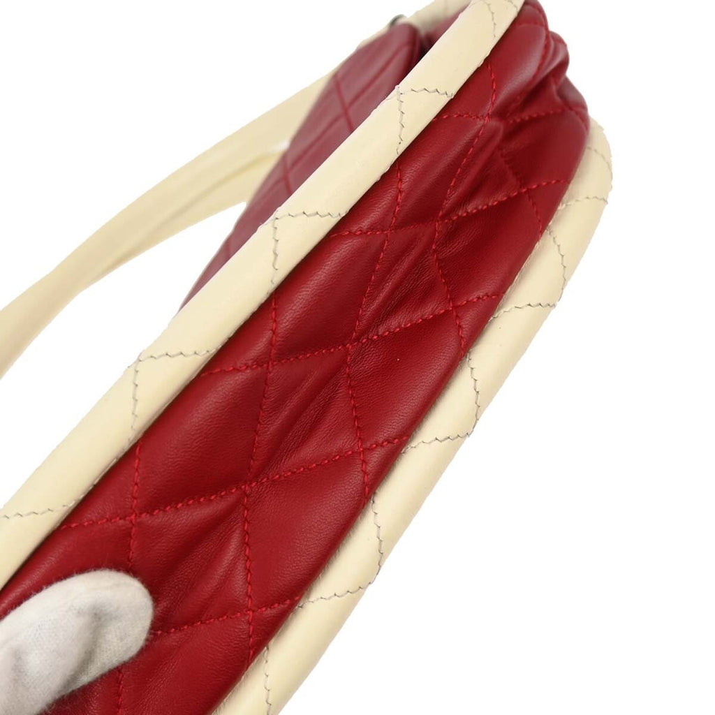 Chanel Hula Hoop Bag Quilted Lambskin Red Lamb Handbag
