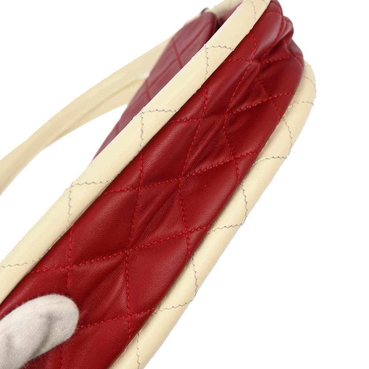 Chanel Hula Hoop Bag Quilted Lambskin Red Lamb Handbag