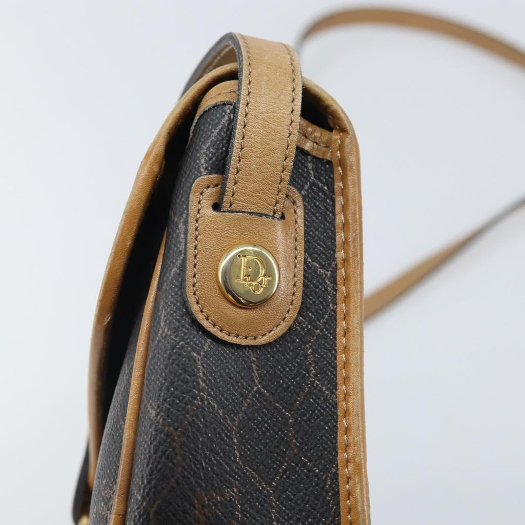 Christian Dior Vintage Honeycomb Shoulder Bag Canvas And Leather Black Canvas Shoulder Bag Bag (Pre-Owned)