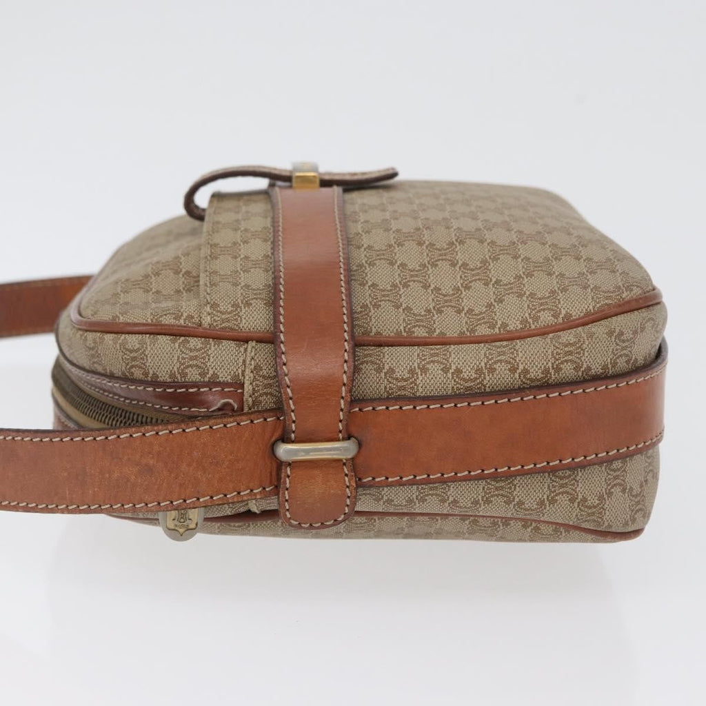 Celine Vintage Macadam Shoulder Bag Canvas And Leather Beige Canvas Shoulder Bag Bag