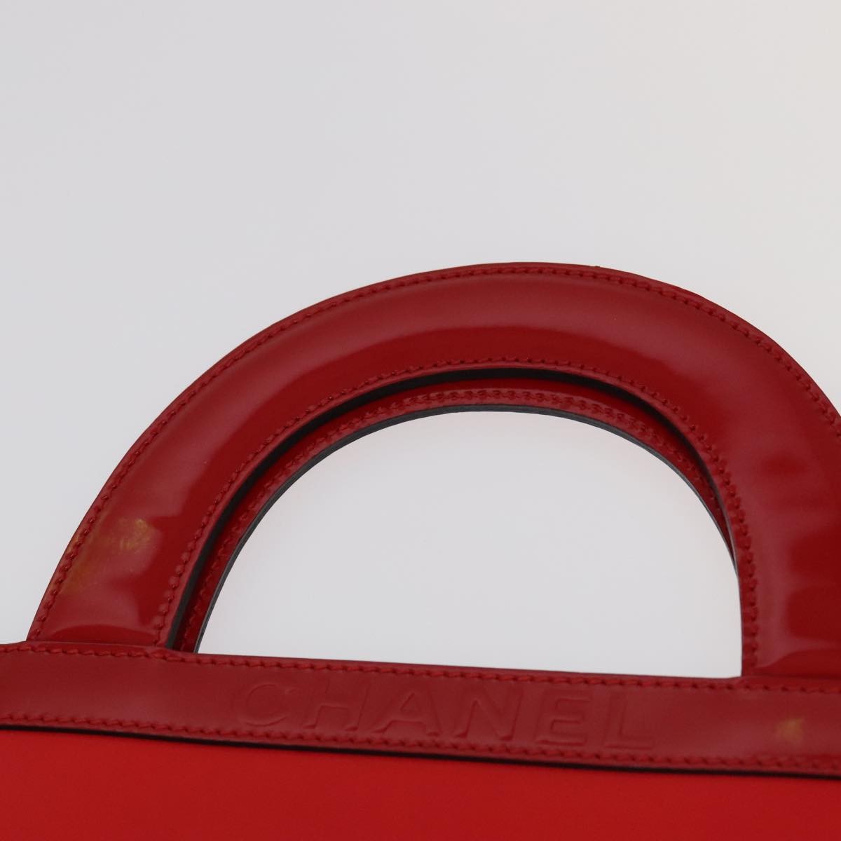 Chanel Vintage Portrait Tote Printed Leather And Quilted Patent Red Leather Tote Bag Bag