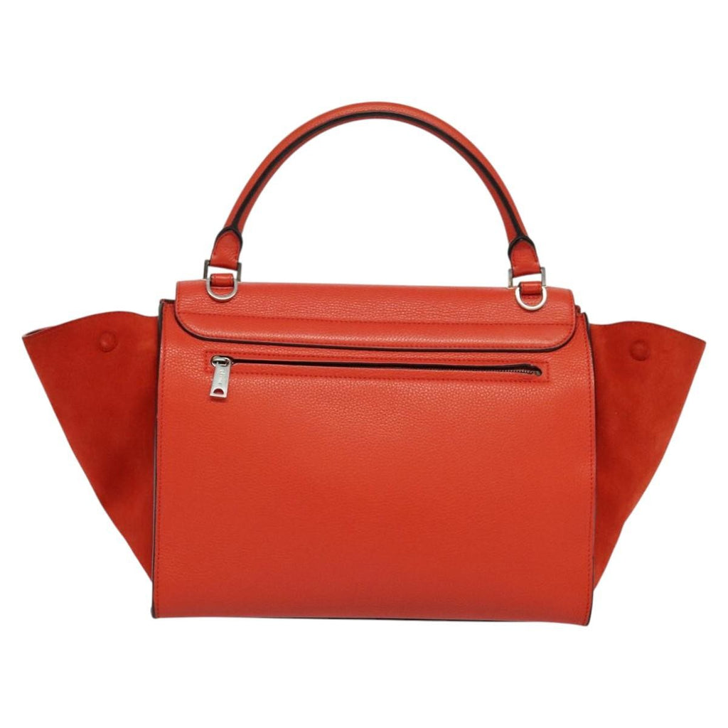 Celine Trapeze Bag Leather With Suede Red Leather Handbag