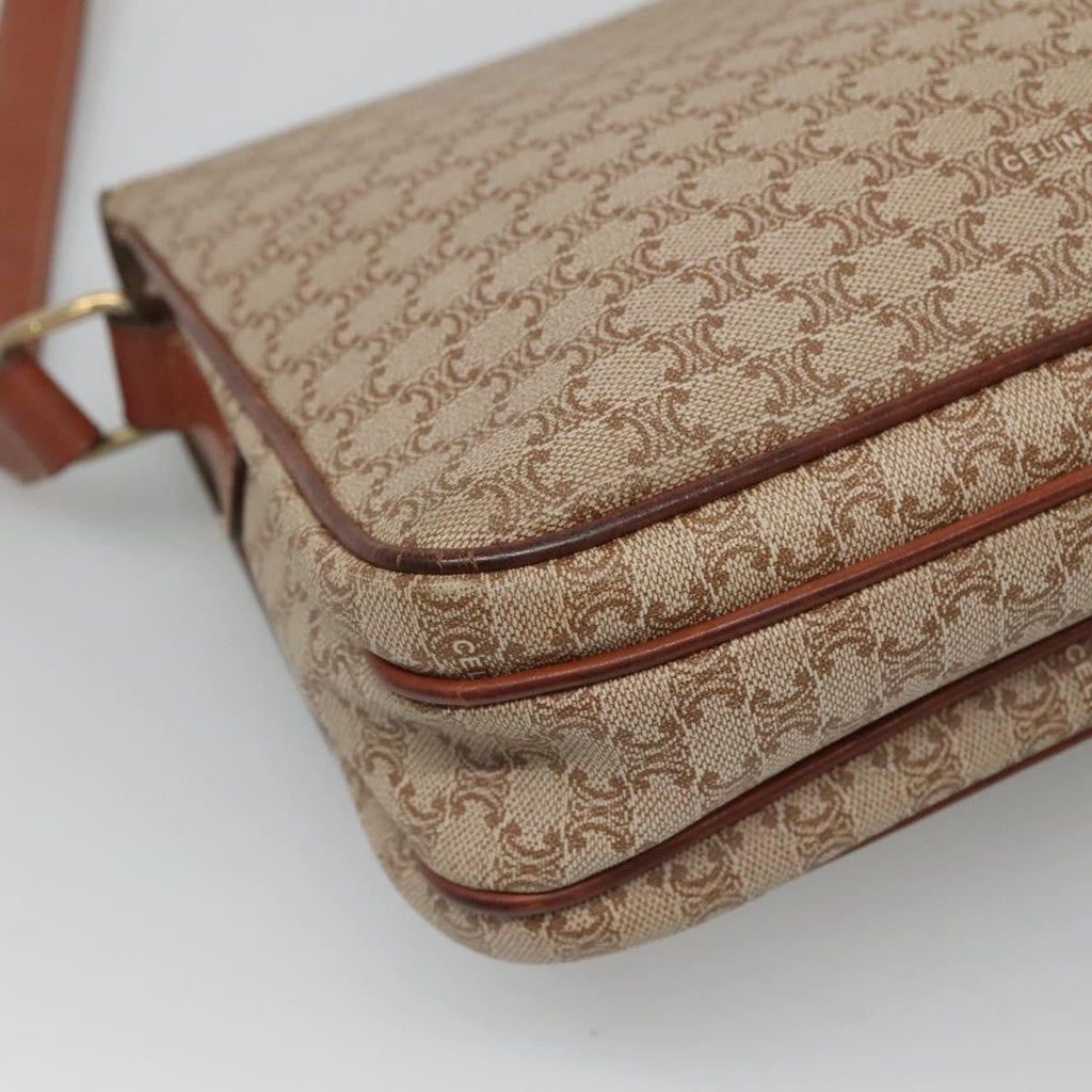 Celine Vintage Macadam Shoulder Bag Canvas And Leather Beige Canvas Shoulder Bag Bag