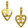 Chanel Vintage Cc Heart Cut Out Drop Clip-On Earrings Metal Gold Gold_Plated Earrings Jewelry