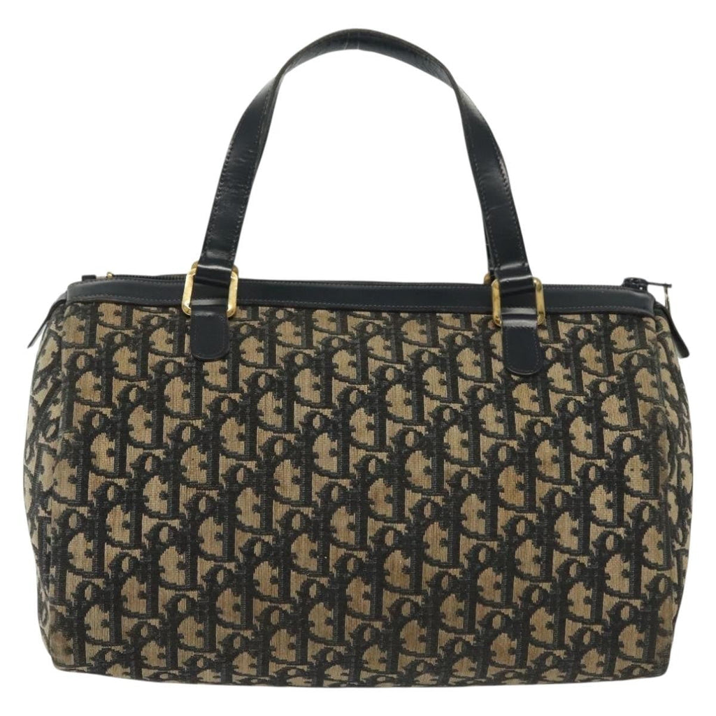 Christian Dior Vintage Trotter Boston Bag Diorissimo Canvas Navy Canvas Bag (Pre-Owned)