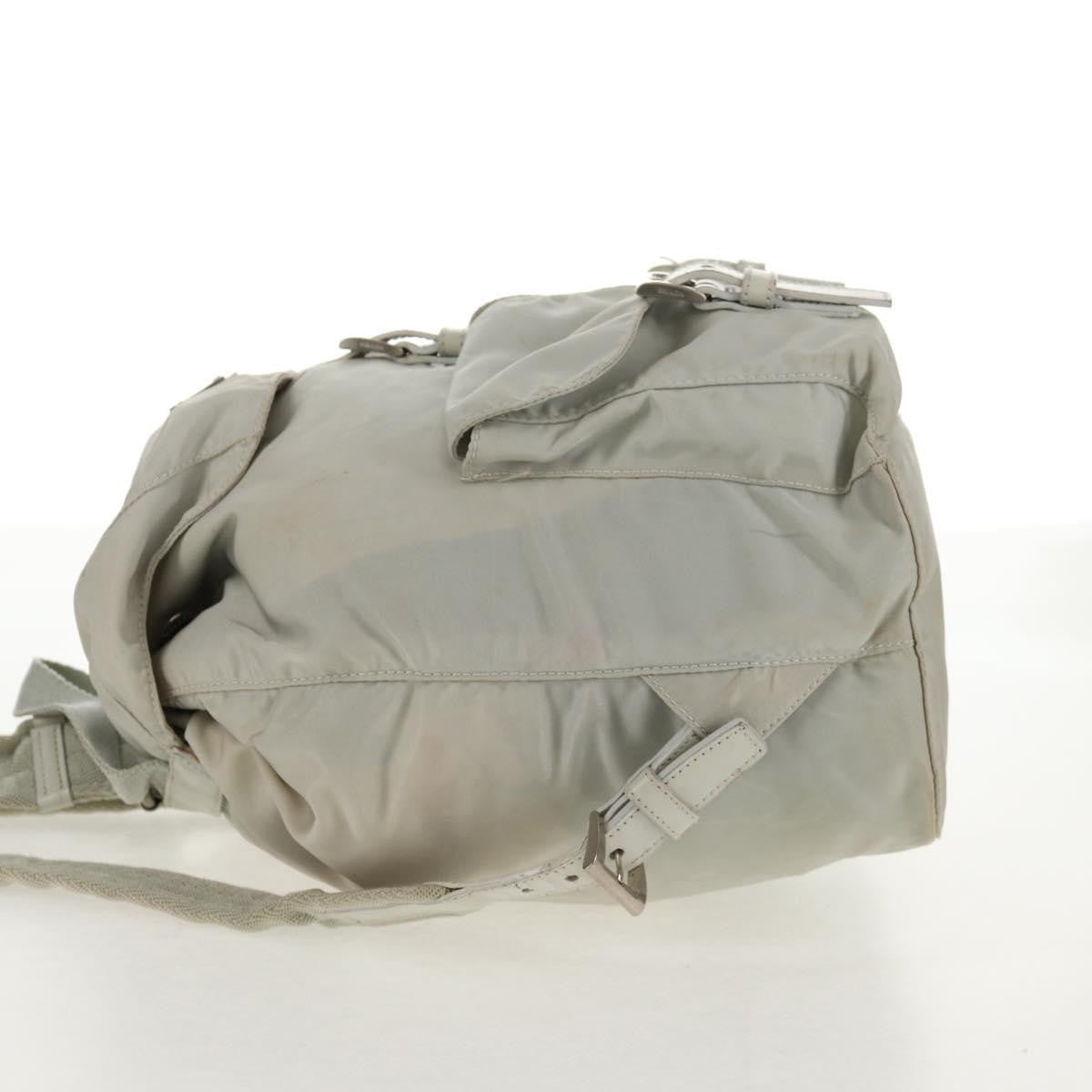 Prada Double Pocket Backpack Chain Shoulder Bag Re-Nylon Gray Nylon Backpack Bag