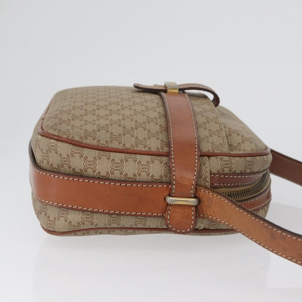 Celine Vintage Macadam Shoulder Bag Canvas And Leather Beige Canvas Shoulder Bag Bag