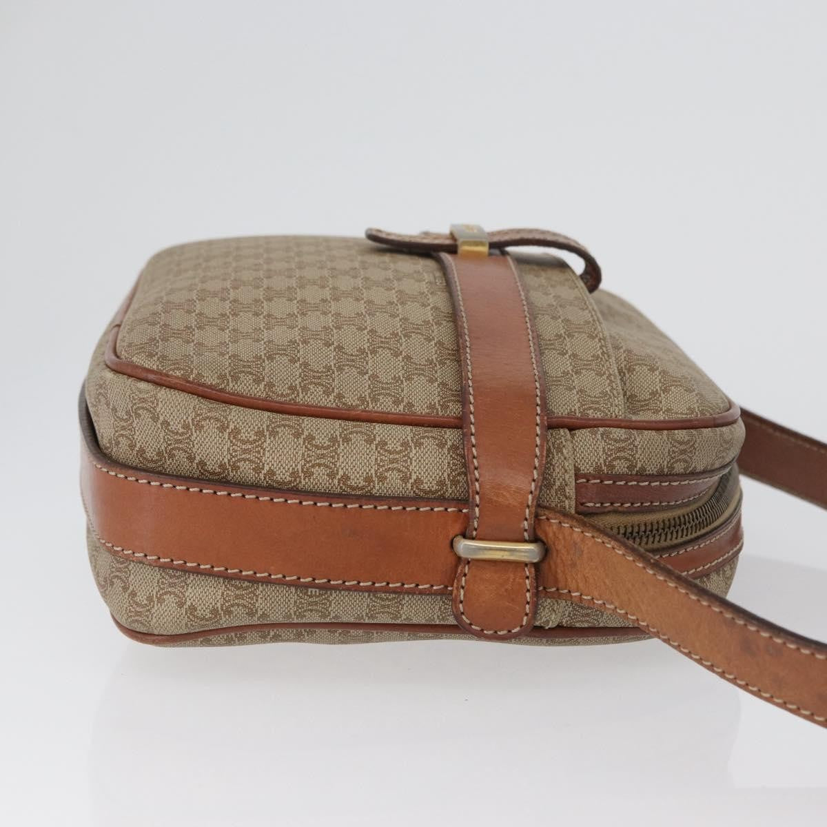 Celine Vintage Macadam Shoulder Bag Canvas And Leather Beige Canvas Shoulder Bag Bag