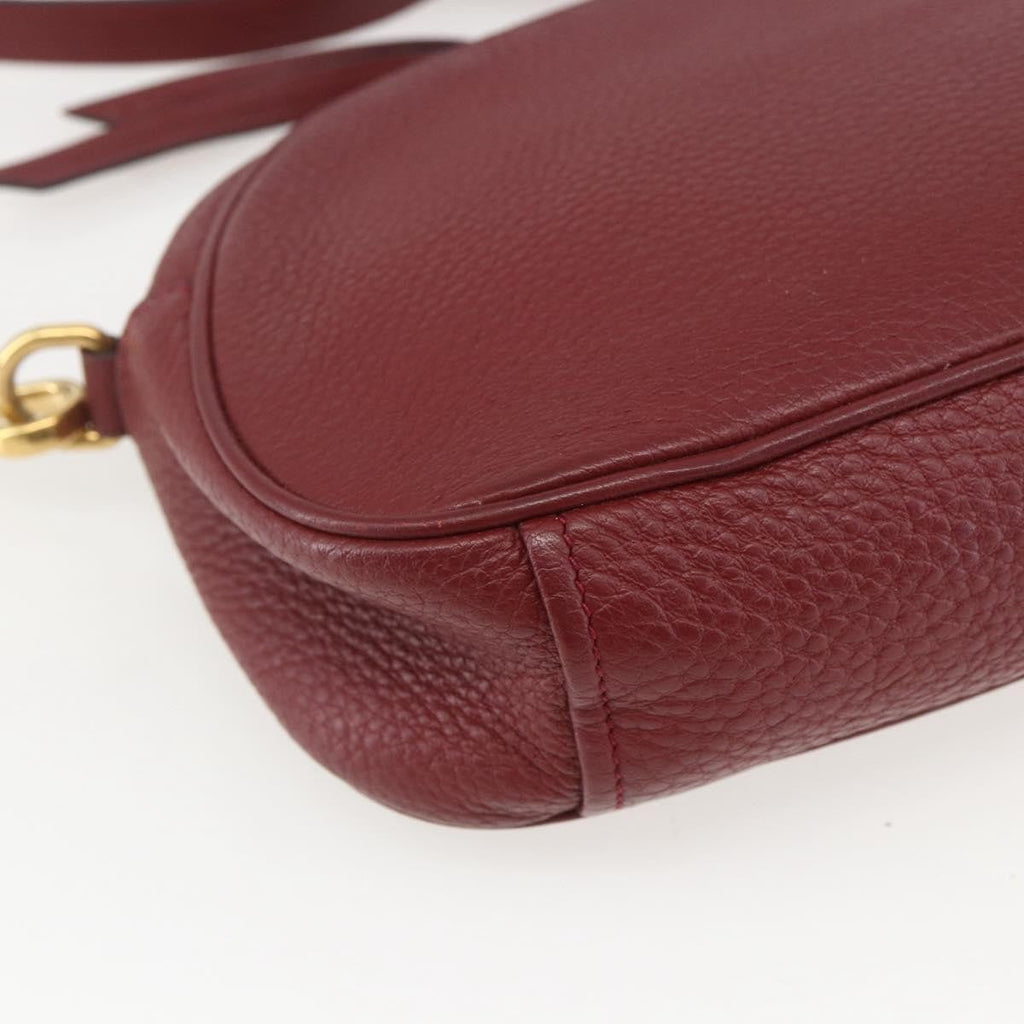 Prada Dual Strap Crossbody Bag Vitello Daino Burgundy Leather Shoulder Bag Bag
