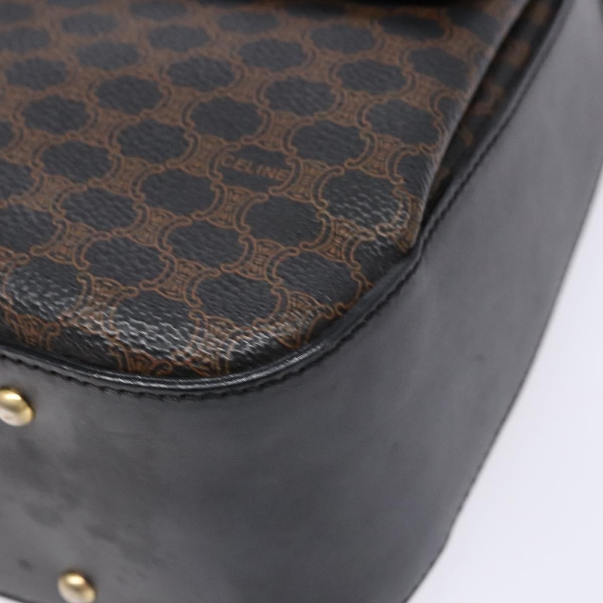 Celine Vintage Convertible Top Handle Bag Macadam Coated Canvas Black Canvas Handbag