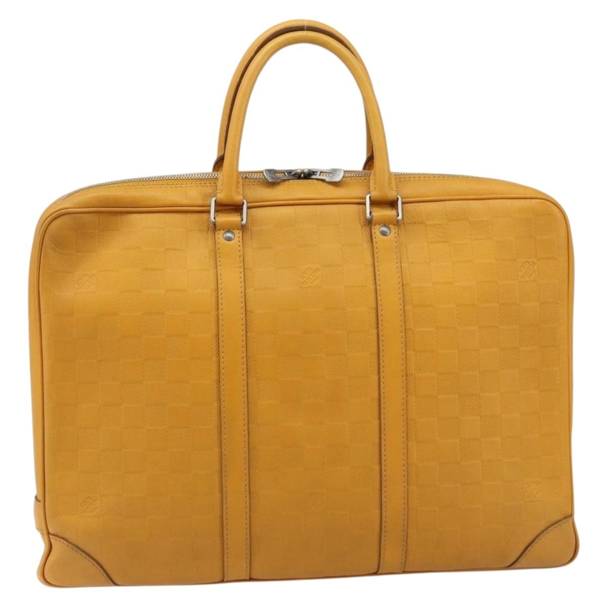 Louis Vuitton Porte-Documents Voyage Briefcase Damier Infini Leather Yellow Leather Briefcase Bag