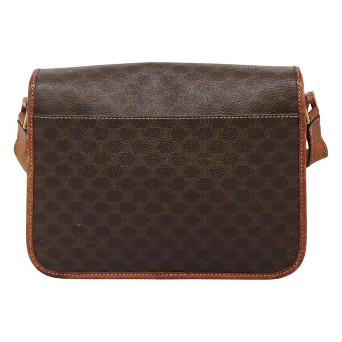Celine Vintage Macadam Shoulder Bag Canvas And Leather Brown Canvas Shoulder Bag Bag