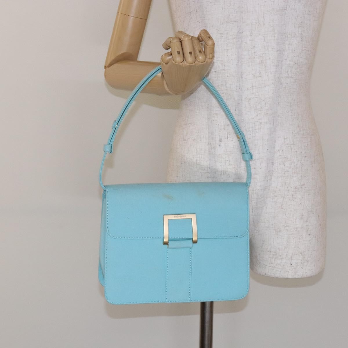 Saint Laurent Vintage Shoulder Bag Canvas Blue Canvas Shoulder Bag Bag (Pre-Owned)