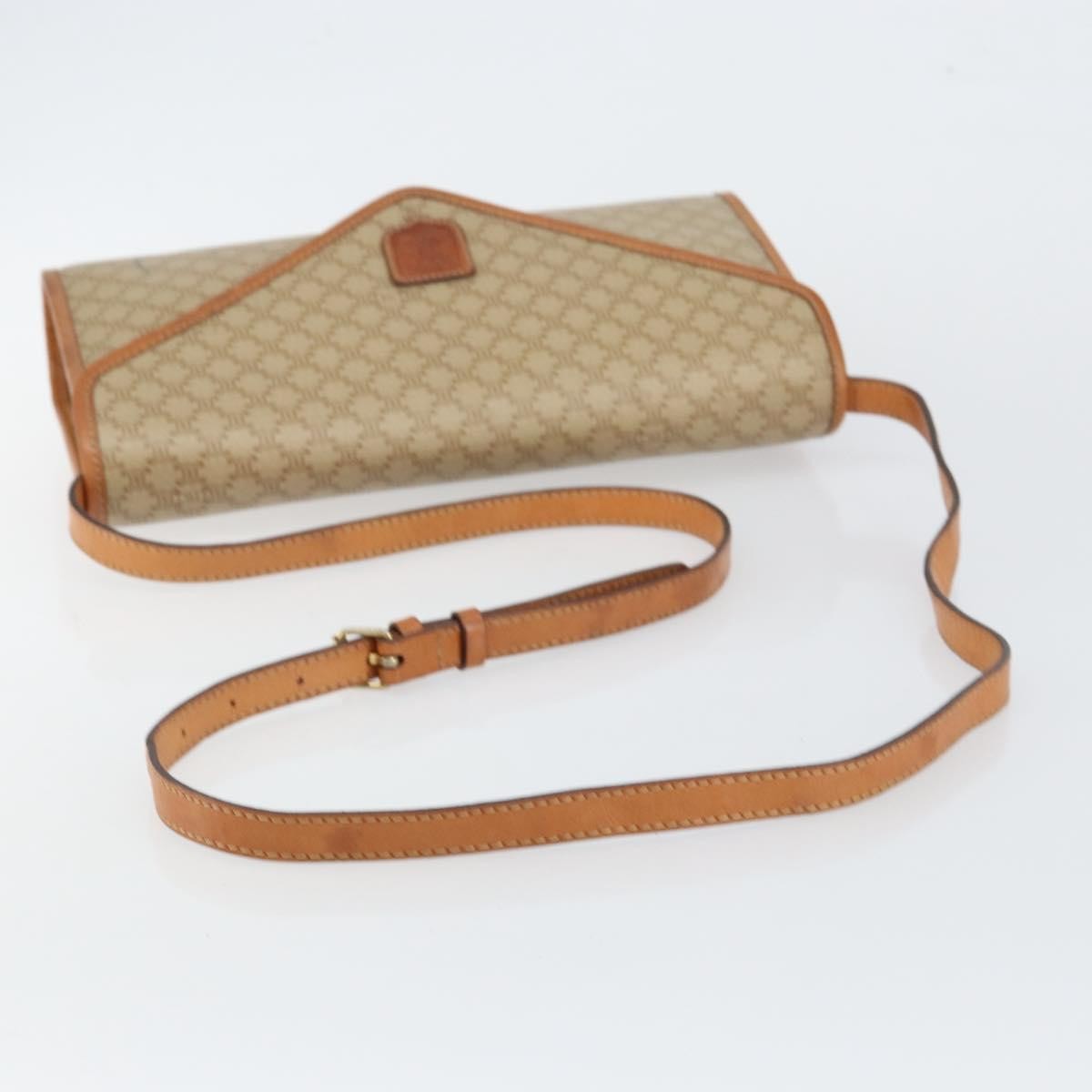 Celine Vintage Macadam Shoulder Bag Canvas And Leather Beige Canvas Shoulder Bag Bag