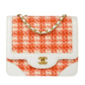 Chanel Vintage Chocolate Bar Cc Flap Bag Quilted Tweed Orange Tweed Clutche & Pouche Bag
