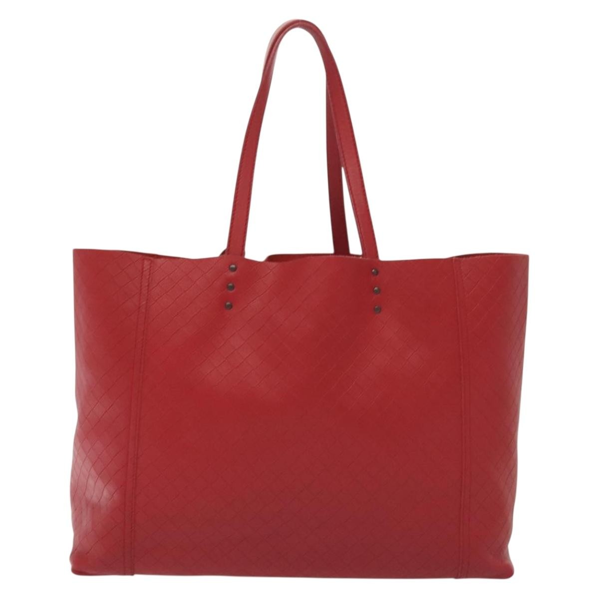 Bottega Veneta Intrecciomirage Tote Leather Red Leather Tote Bag Bag
