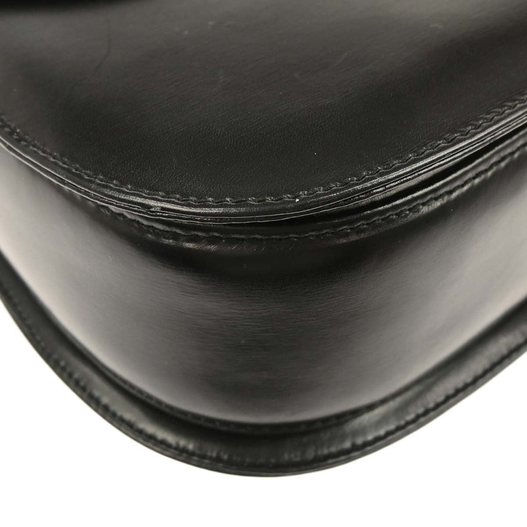 Gucci Vintage Convertible Bamboo Top Handle Bag Leather Black Leather Handbag (Pre-Owned)