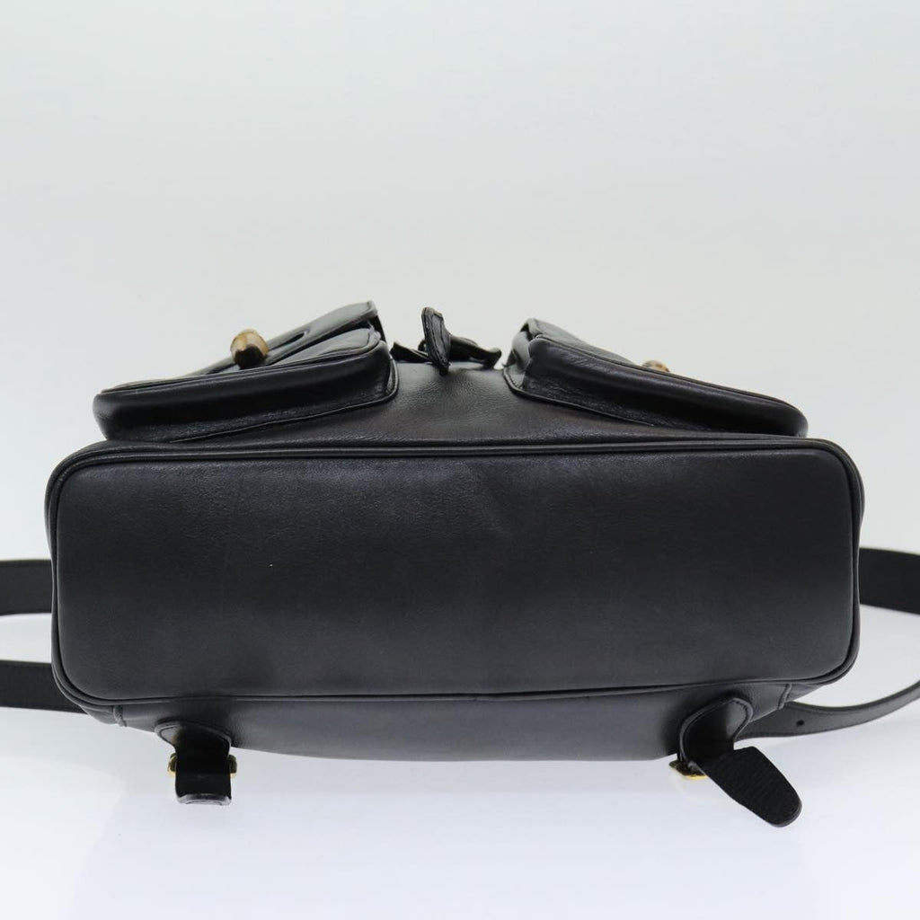 Gucci Vintage Bamboo Backpack Leather Black Leather Backpack Bag (Pre-Owned)
