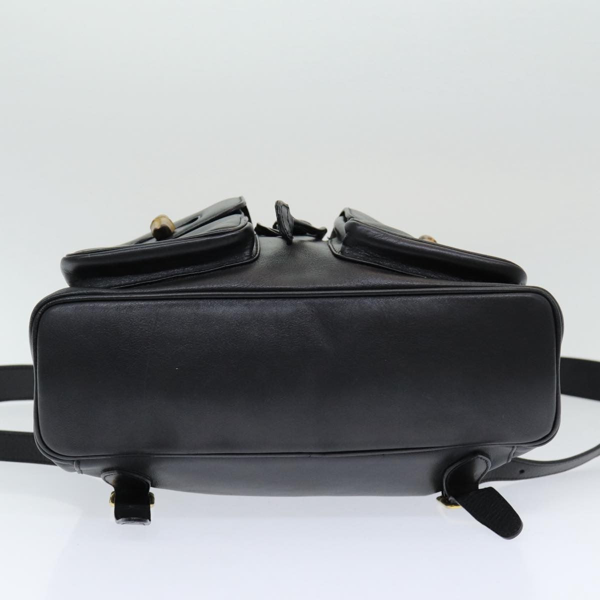 Gucci Vintage Bamboo Backpack Leather Black Leather Backpack Bag (Pre-Owned)
